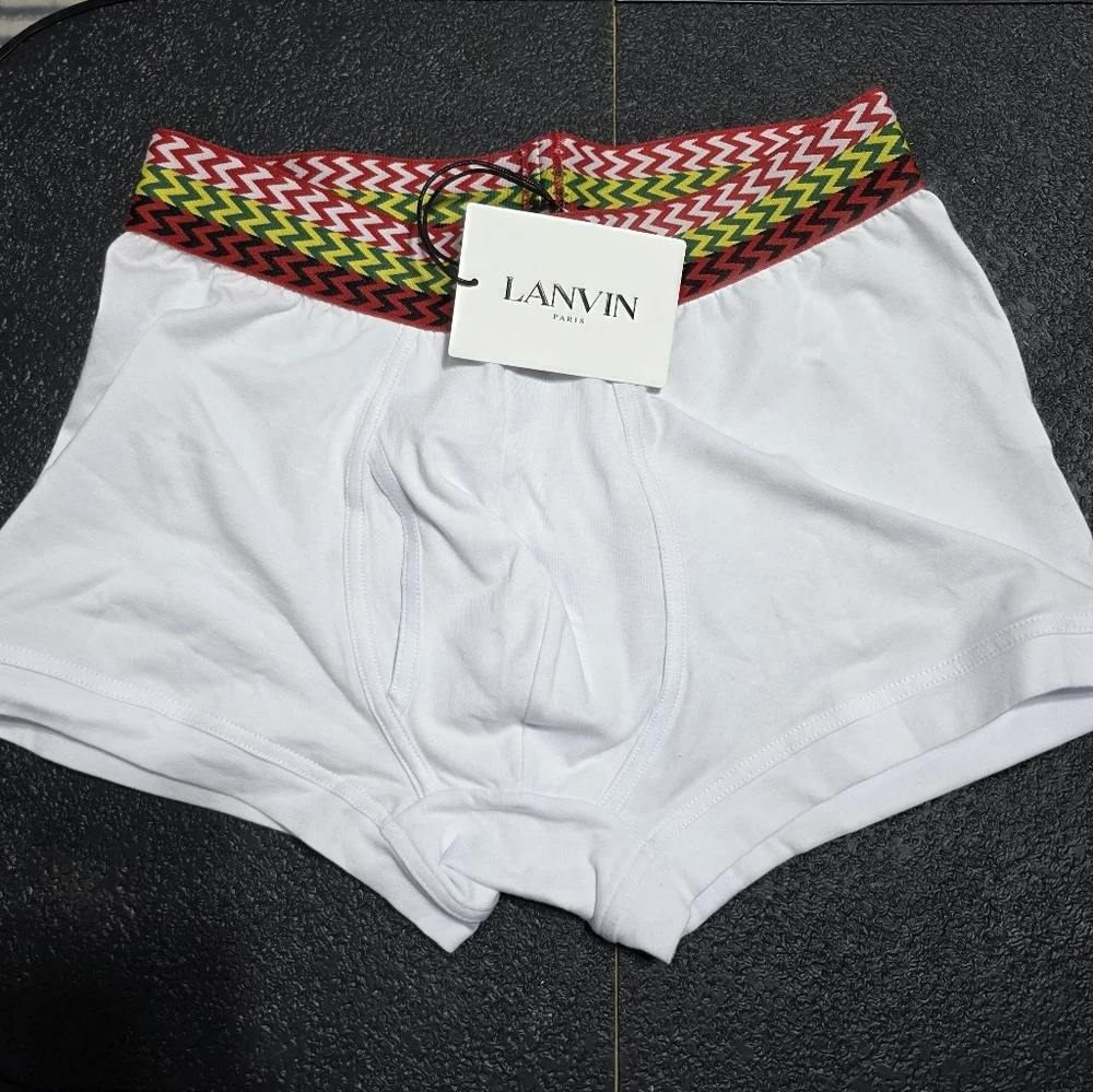 NWT Lanvin Curb Stretch Cotton Boxer Briefs In White Sz L
